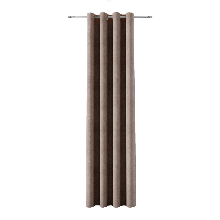 SOFT Zasłona gotowa na przelotkach, szerokość 140cm x wysokość 260cm, kolor 025 szarobrązowy