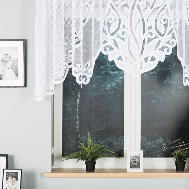 POLA Biała firanka gotowa żakardowa z podcięciem 300x100 cm