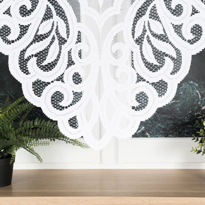 ROZALIA Biała firanka gotowa żakardowa z podcięciem 250x160 cm