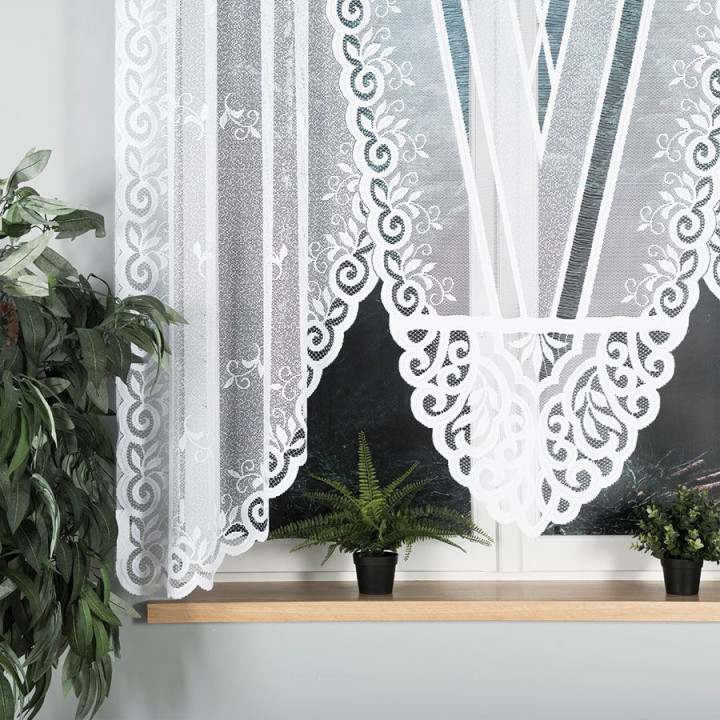 ROZALIA Biała firanka gotowa żakardowa z podcięciem 250x160 cm