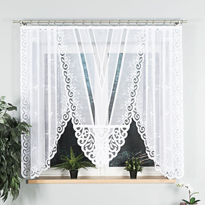 ROZALIA Biała firanka gotowa żakardowa z podcięciem 250x160 cm