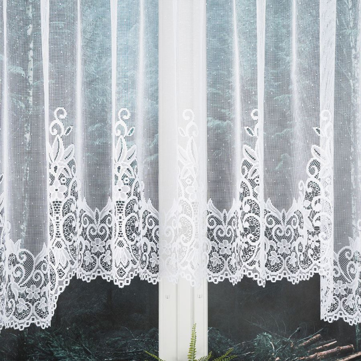 BERENIKA Biała firanka gotowa żakardowa z podcięciem 530x160 cm