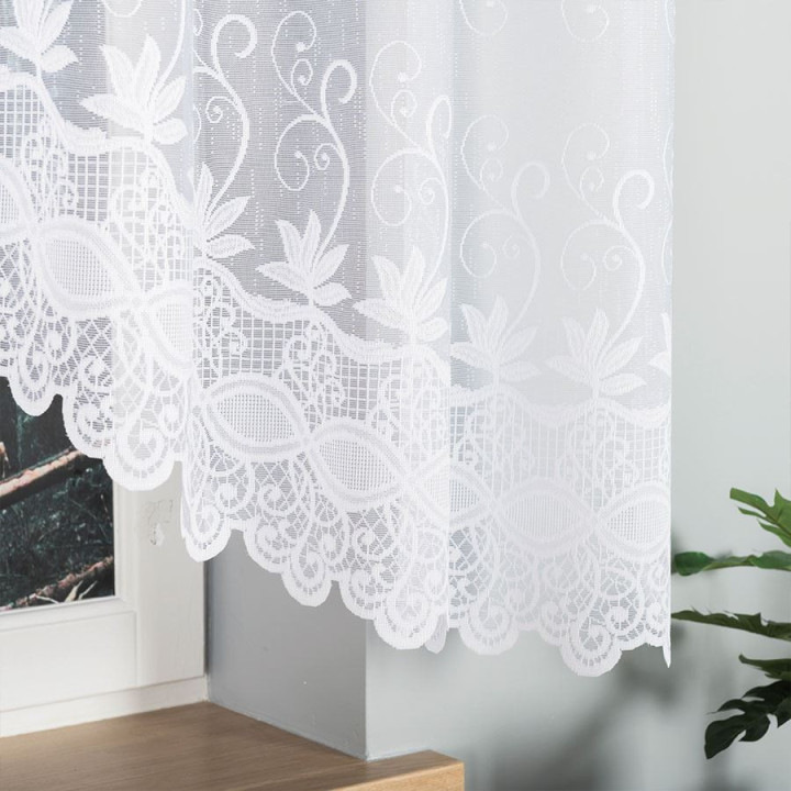 JOWITA Biała firanka gotowa żakardowa z podcięciem 300x150 cm