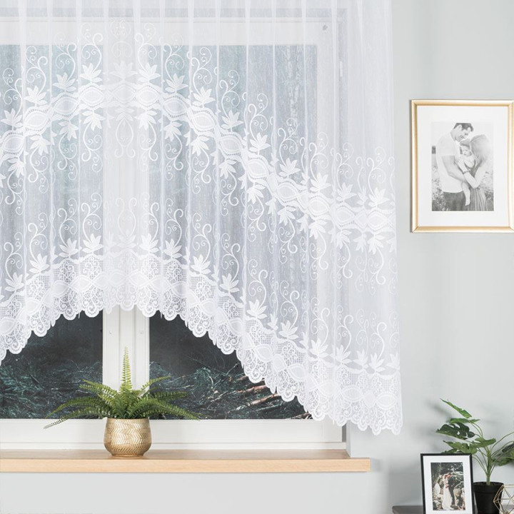 JOWITA Biała firanka gotowa żakardowa z podcięciem 300x150 cm