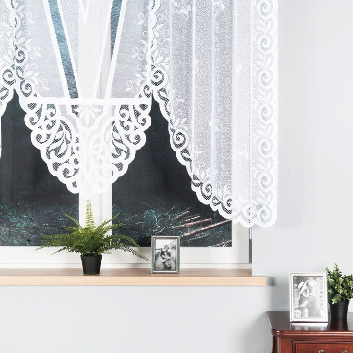 ROZALIA Biała firanka gotowa żakardowa z podcięciem 250x140 cm