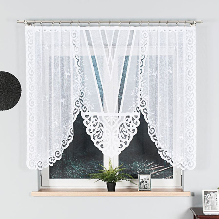 ROZALIA Biała firanka gotowa żakardowa z podcięciem 250x140 cm