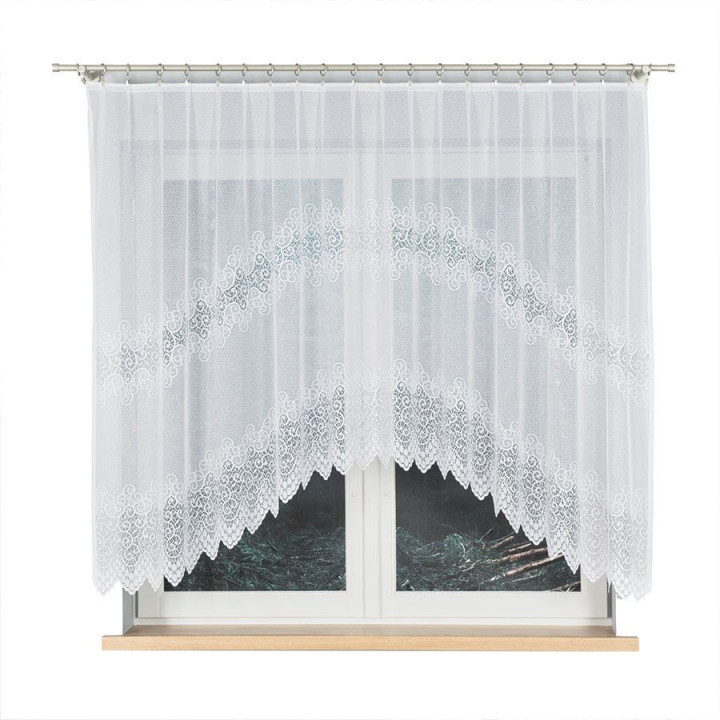 VIOLETTA Biała firanka gotowa żakardowa z podcięciem 250x150 cm