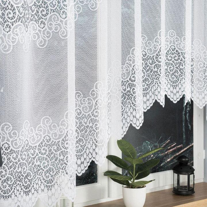 VIOLETTA Biała firanka gotowa żakardowa z podcięciem 250x150 cm