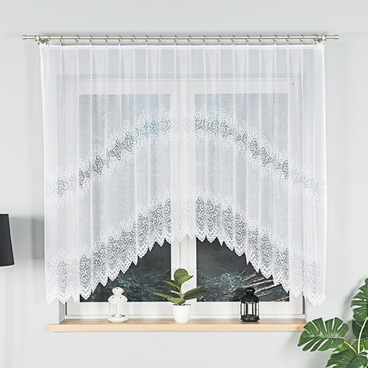 VIOLETTA Biała firanka gotowa żakardowa z podcięciem 250x150 cm