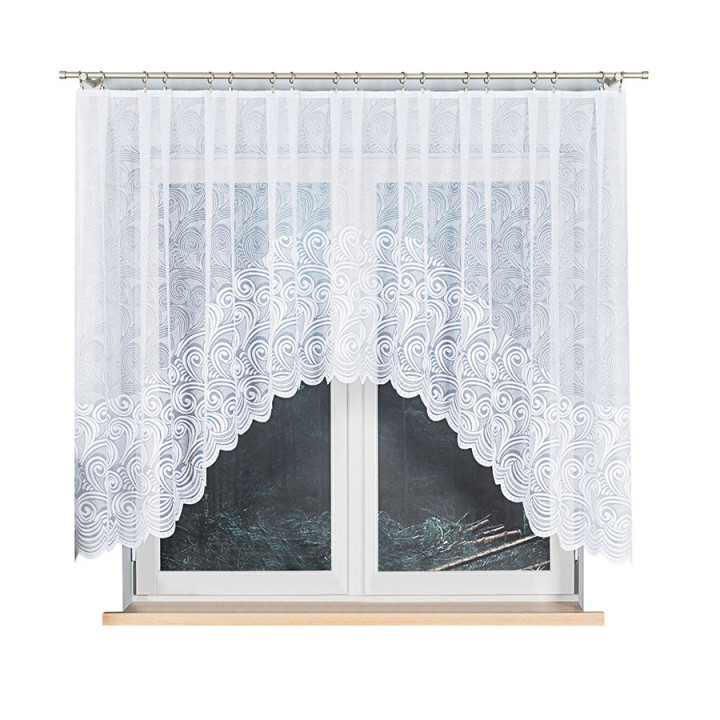 KINGA Biała firanka gotowa żakardowa z podcięciem 300x140 cm