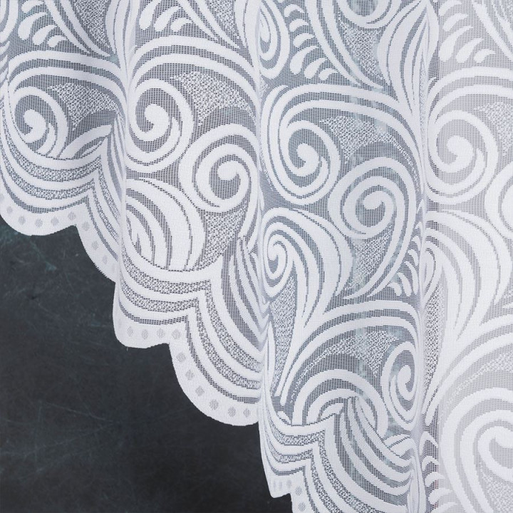 KINGA Biała firanka gotowa żakardowa z podcięciem 300x140 cm