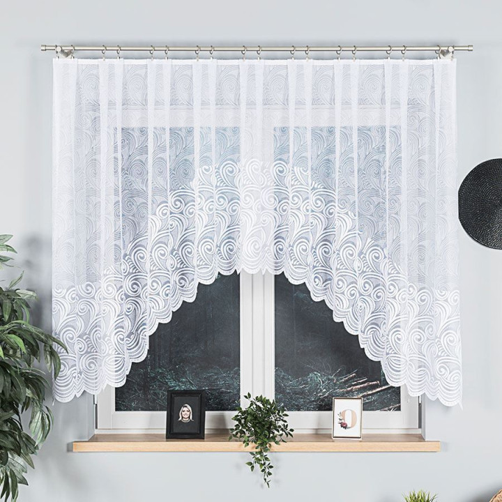 KINGA Biała firanka gotowa żakardowa z podcięciem 300x140 cm