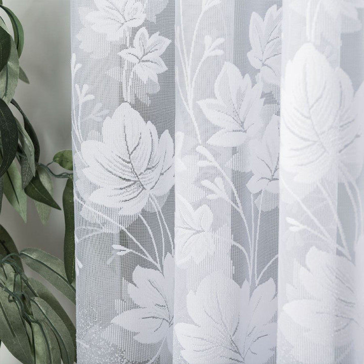 BOŻENA Biała firanka gotowa żakardowa z podcięciem 500x160 cm