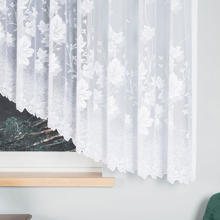 BOŻENA Biała firanka gotowa żakardowa z podcięciem 500x160 cm