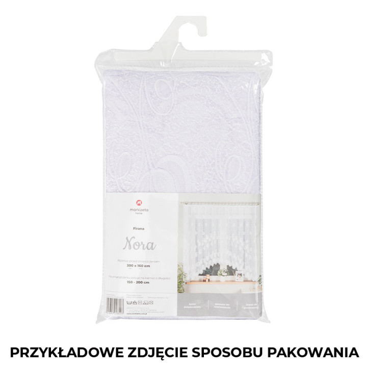 NORA Biała firanka gotowa żakardowa z podcięciem 400x90 cm