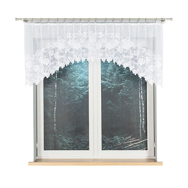 DEMETRIA Biała firanka gotowa żakardowa z podcięciem 250x80 cm