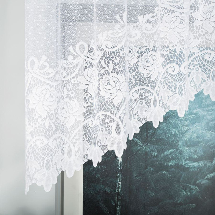 DEMETRIA Biała firanka gotowa żakardowa z podcięciem 250x80 cm