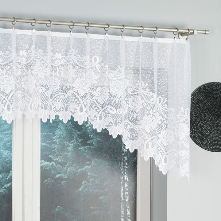 DEMETRIA Biała firanka gotowa żakardowa z podcięciem 250x80 cm