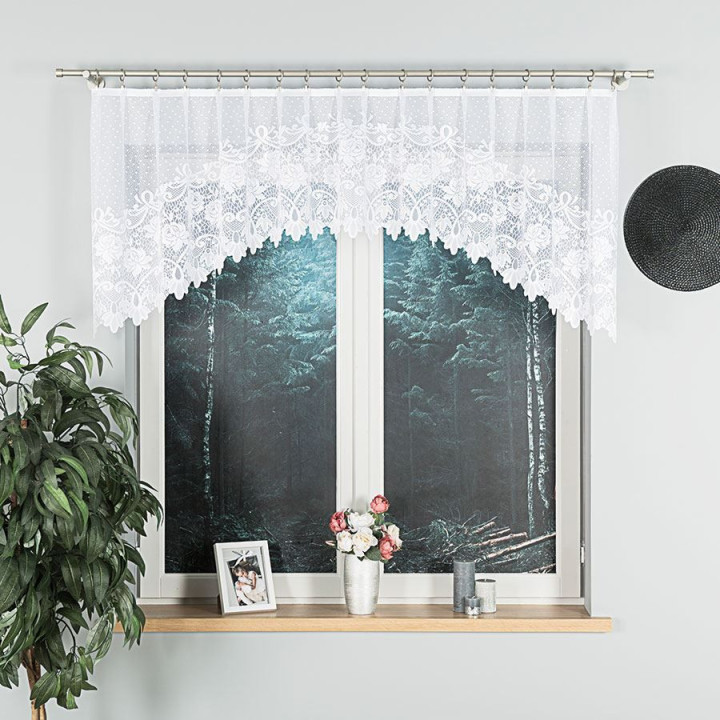 DEMETRIA Biała firanka gotowa żakardowa z podcięciem 250x80 cm
