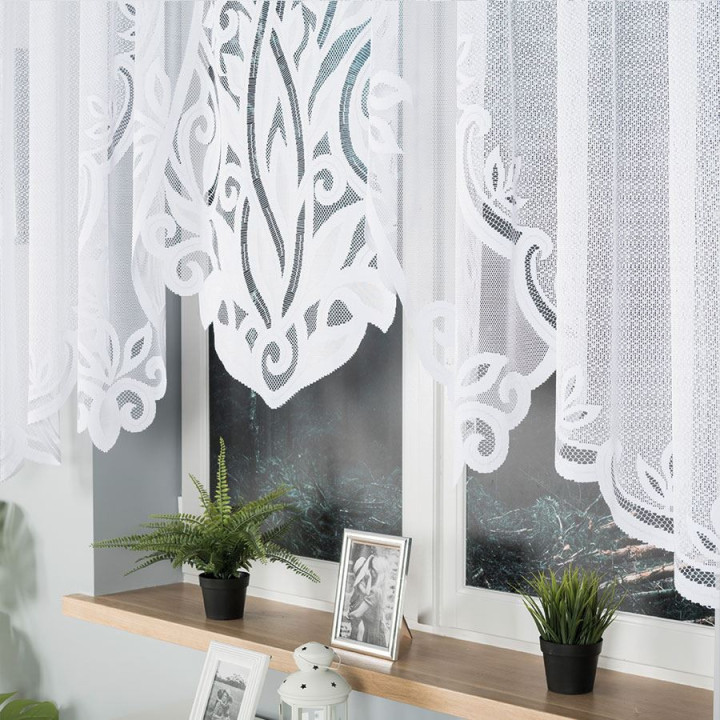 POLA Biała firanka gotowa żakardowa z podcięciem 300x140 cm