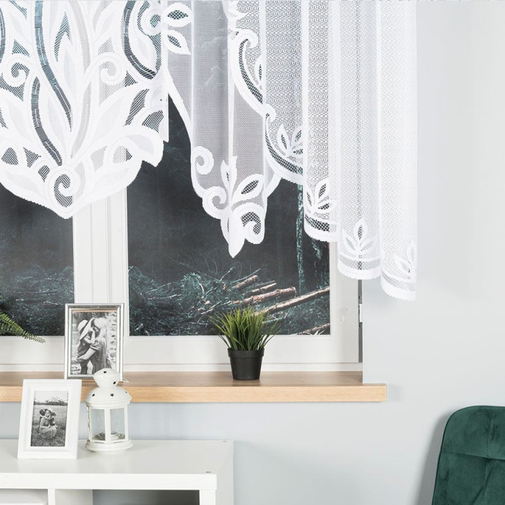 POLA Biała firanka gotowa żakardowa z podcięciem 300x140 cm