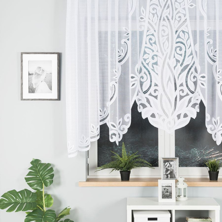 POLA Biała firanka gotowa żakardowa z podcięciem 300x140 cm