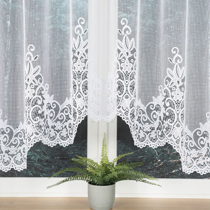 BERENIKA Biała firanka gotowa żakardowa z podcięciem 330x170 cm