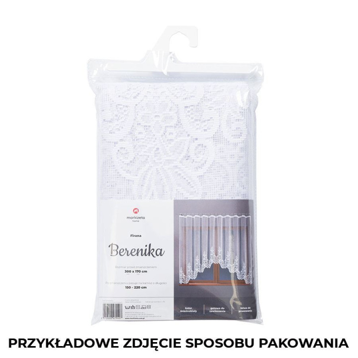 BERENIKA Biała firanka gotowa żakardowa z podcięciem z dzianiny żakardowej 400x170 cm