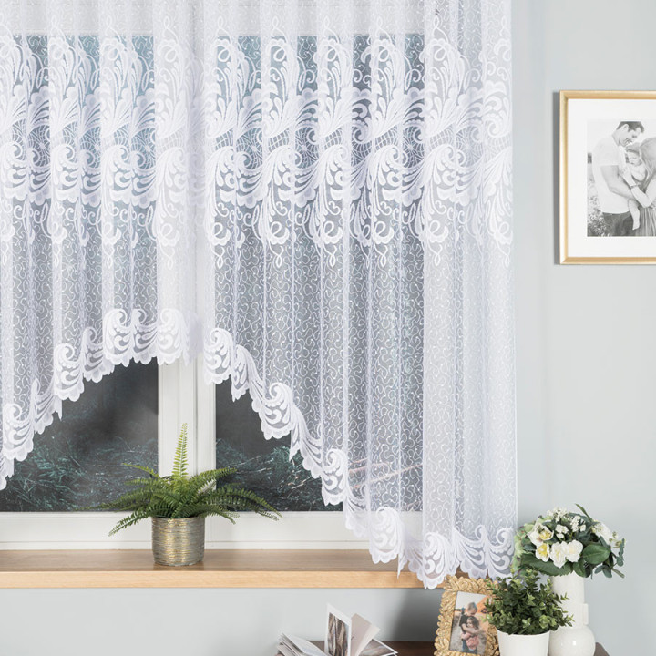 IWONA Biała firanka gotowa żakardowa z podcięciem 400x160 cm