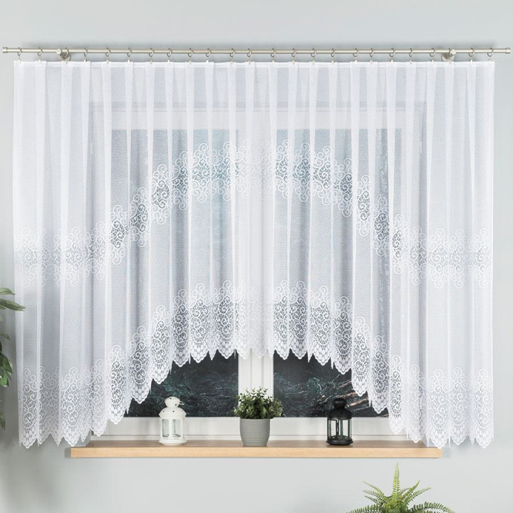 VIOLETTA Biała firanka gotowa żakardowa z podcięciem 400x160 cm
