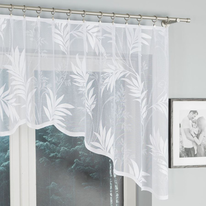 KAJA Biała firanka gotowa żakardowa z podcięciem 250x100 cm