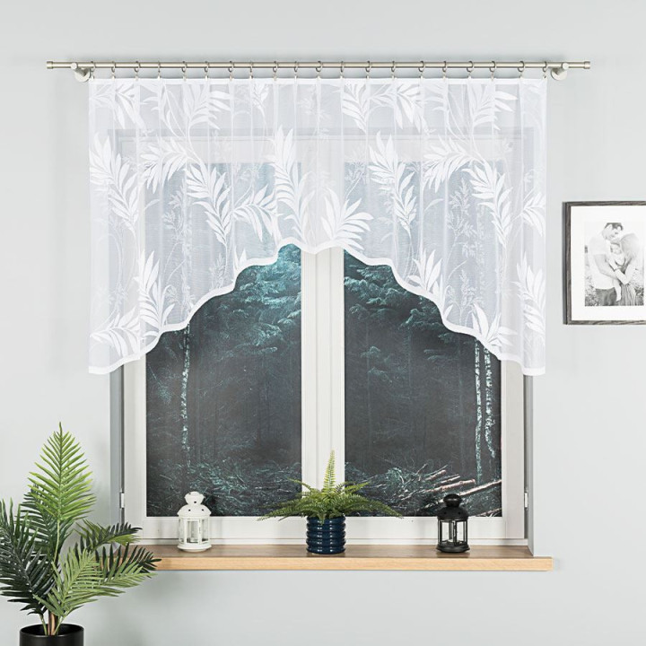 KAJA Biała firanka gotowa żakardowa z podcięciem 250x100 cm