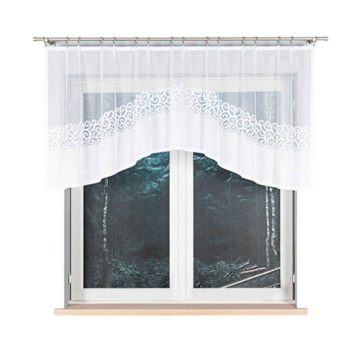 DANIELA Biała firanka gotowa żakardowa z podcięciem 250x90 cm