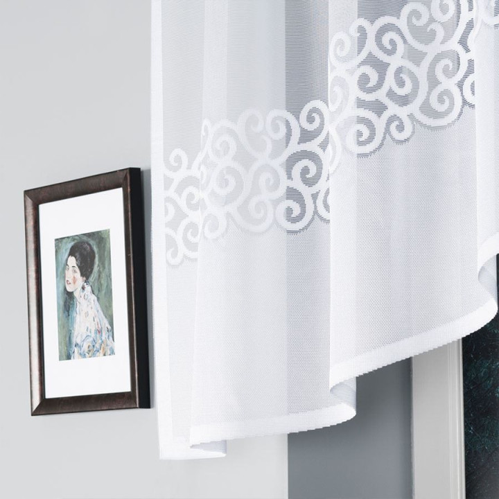 DANIELA Biała firanka gotowa żakardowa z podcięciem 250x90 cm