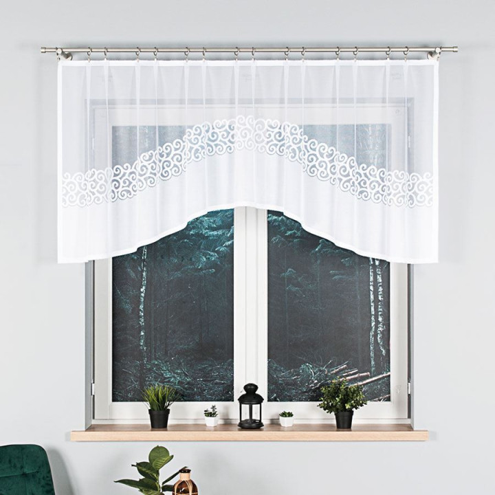 DANIELA Biała firanka gotowa żakardowa z podcięciem 250x90 cm