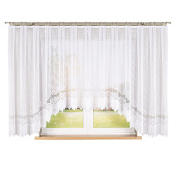 MODESTA Biała firanka gotowa żakardowa z podcięciem 400x160 cm