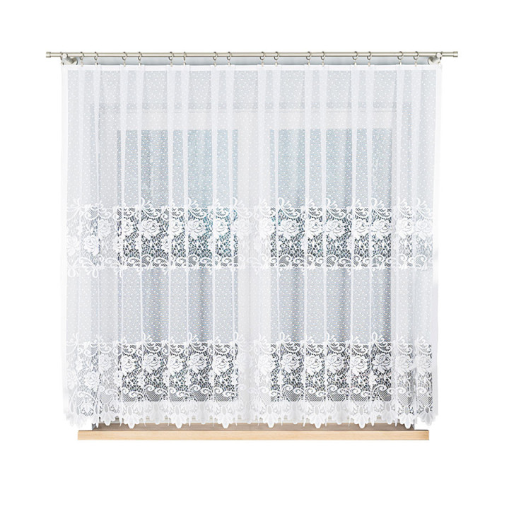 DEMETRIA Biała firanka gotowa żakardowa 300x160 cm