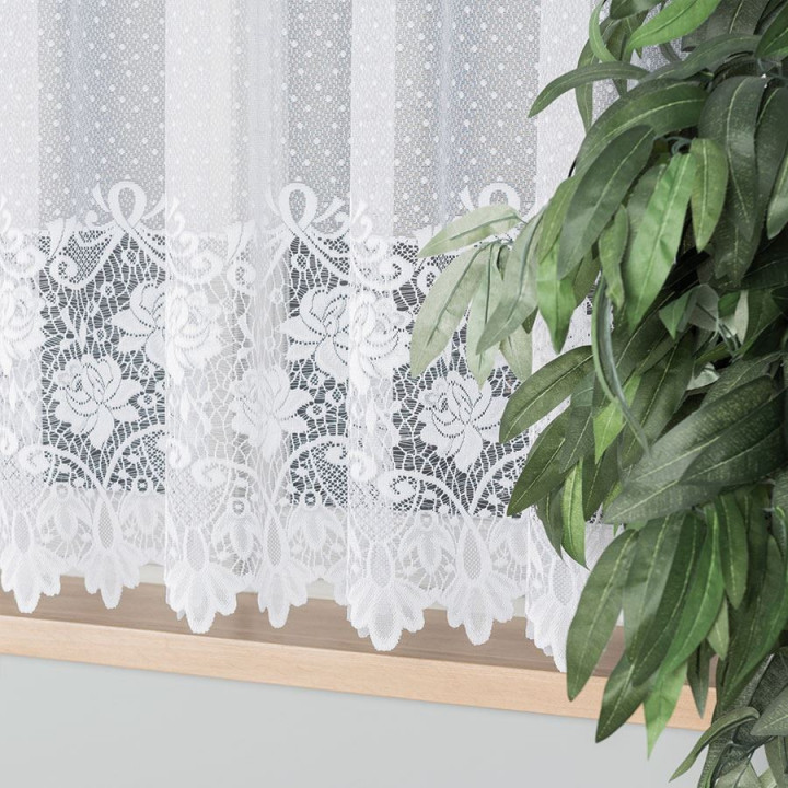 DEMETRIA Biała firanka gotowa żakardowa 300x160 cm