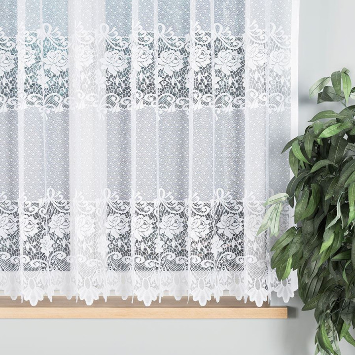 DEMETRIA Biała firanka gotowa żakardowa 300x160 cm