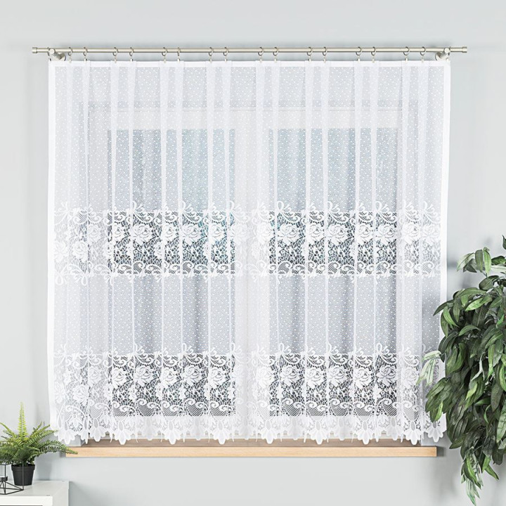 DEMETRIA Biała firanka gotowa żakardowa 300x160 cm