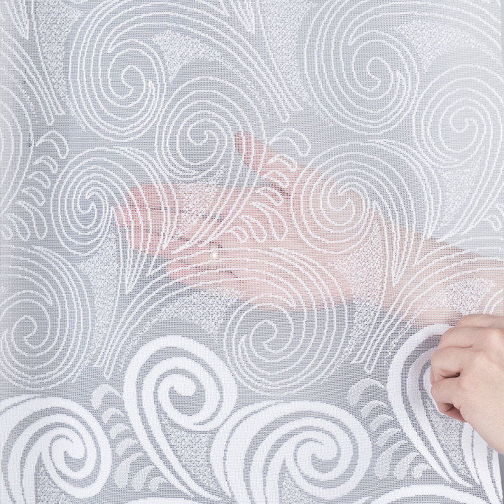 KINGA Biała firanka gotowa żakardowa z podcięciem 400x160 cm