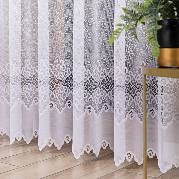 MODESTA Biała firanka gotowa żakardowa 300x250 cm