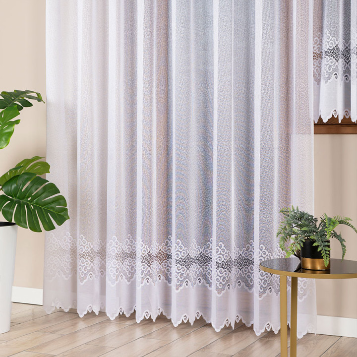 MODESTA Biała firanka gotowa żakardowa 300x250 cm