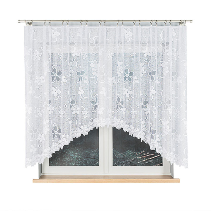 RENATA Biała firanka gotowa żakardowa z podcięciem 300x150 cm