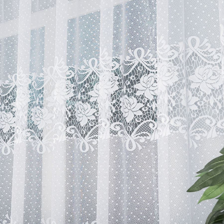 DEMETRIA Biała firanka gotowa żakardowa 400x160 cm