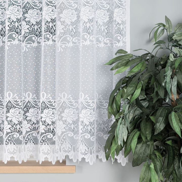 DEMETRIA Biała firanka gotowa żakardowa 400x160 cm