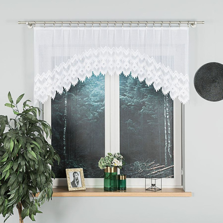 FELICJA Biała firanka gotowa żakardowa z podcięciem 200x80 cm