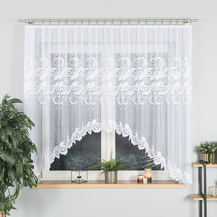 IWONA Biała firanka gotowa żakardowa z podcięciem 300x160 cm