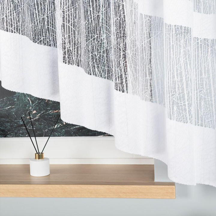WIKTORIA Biała firanka gotowa żakardowa z podcięciem 500x160 cm