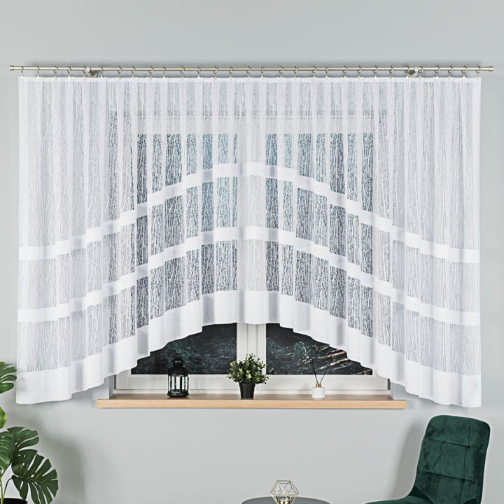WIKTORIA Biała firanka gotowa żakardowa z podcięciem 500x160 cm